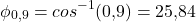 \[\phi_{0,9} = cos^{-1}(0{,}9) = 25{,}84&deg;\]
