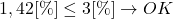 1,42 [\%] \leq 3 [\%] \rightarrow OK